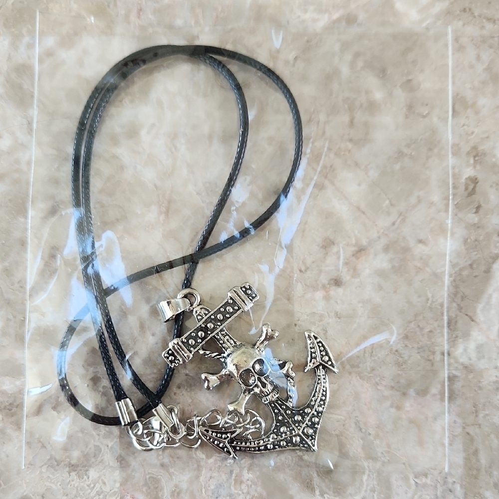 Silver Anchor Pendant Necklace, New